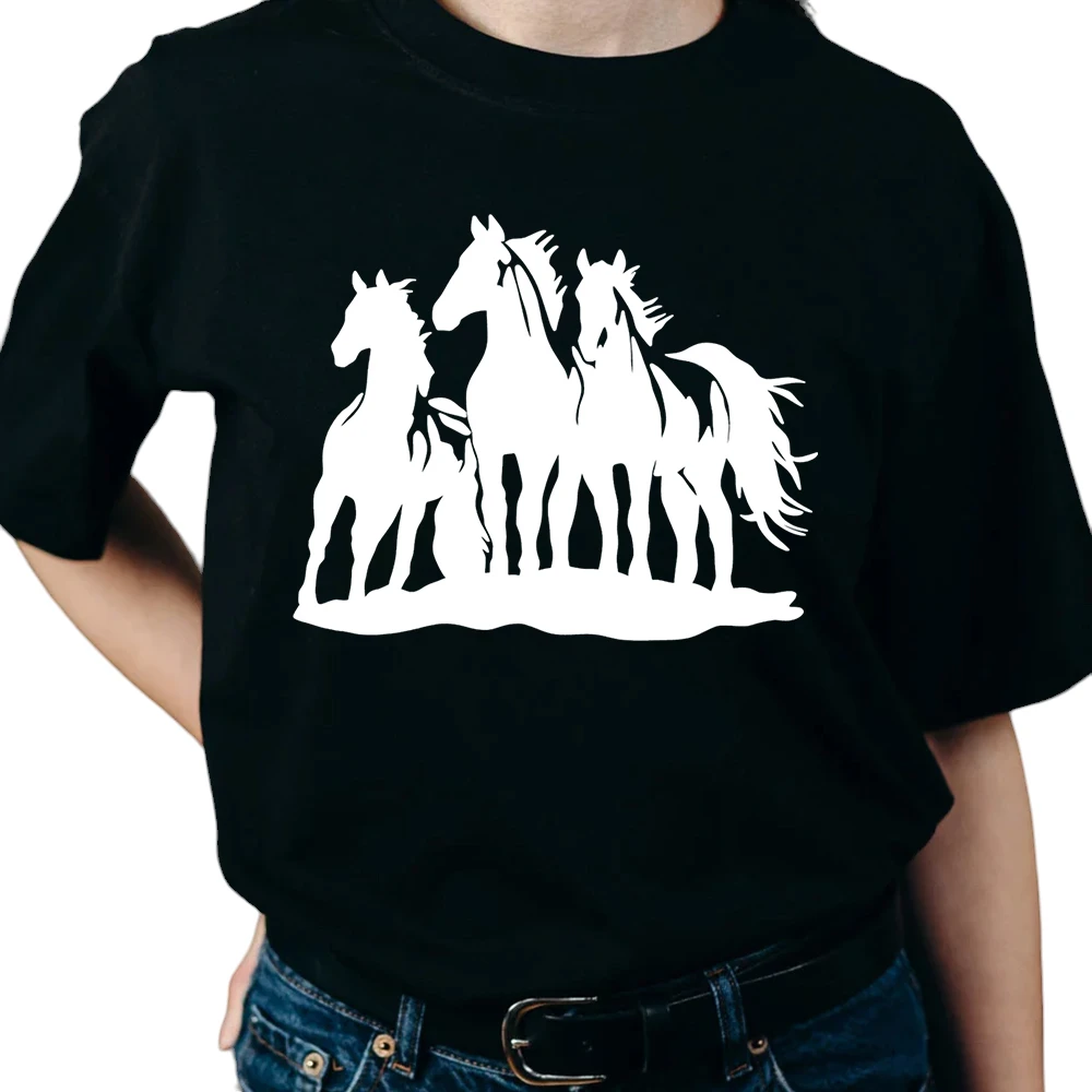 Horse White Running TShirt - Black Horse White Running TShirt - Black