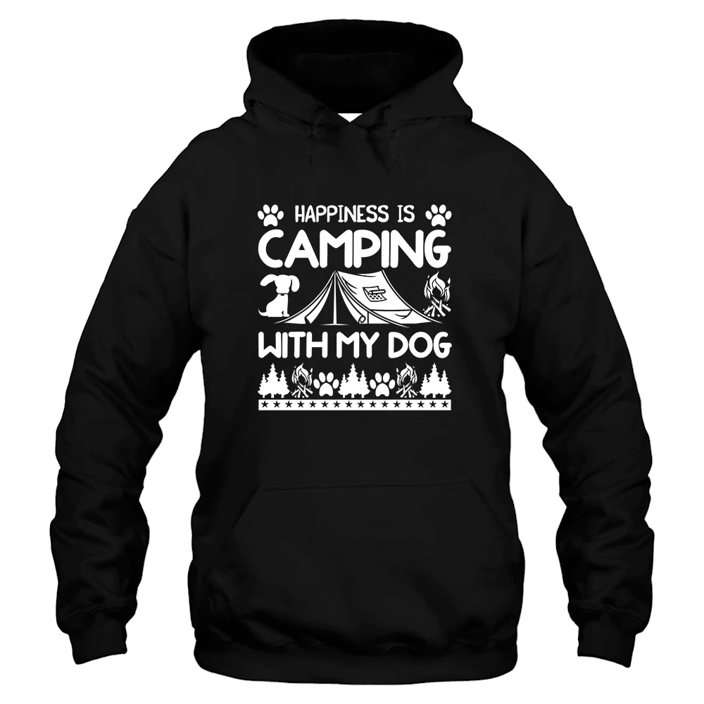 Happiness Is Camping With My Dog Hoodie – Black Happiness Is Camping With My Dog Hoodie – Black