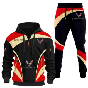 Corvette Half Zip Hoodie x Long Pants Set All-over Print, Custom Name HIDI130325Y26QZ3HCOR