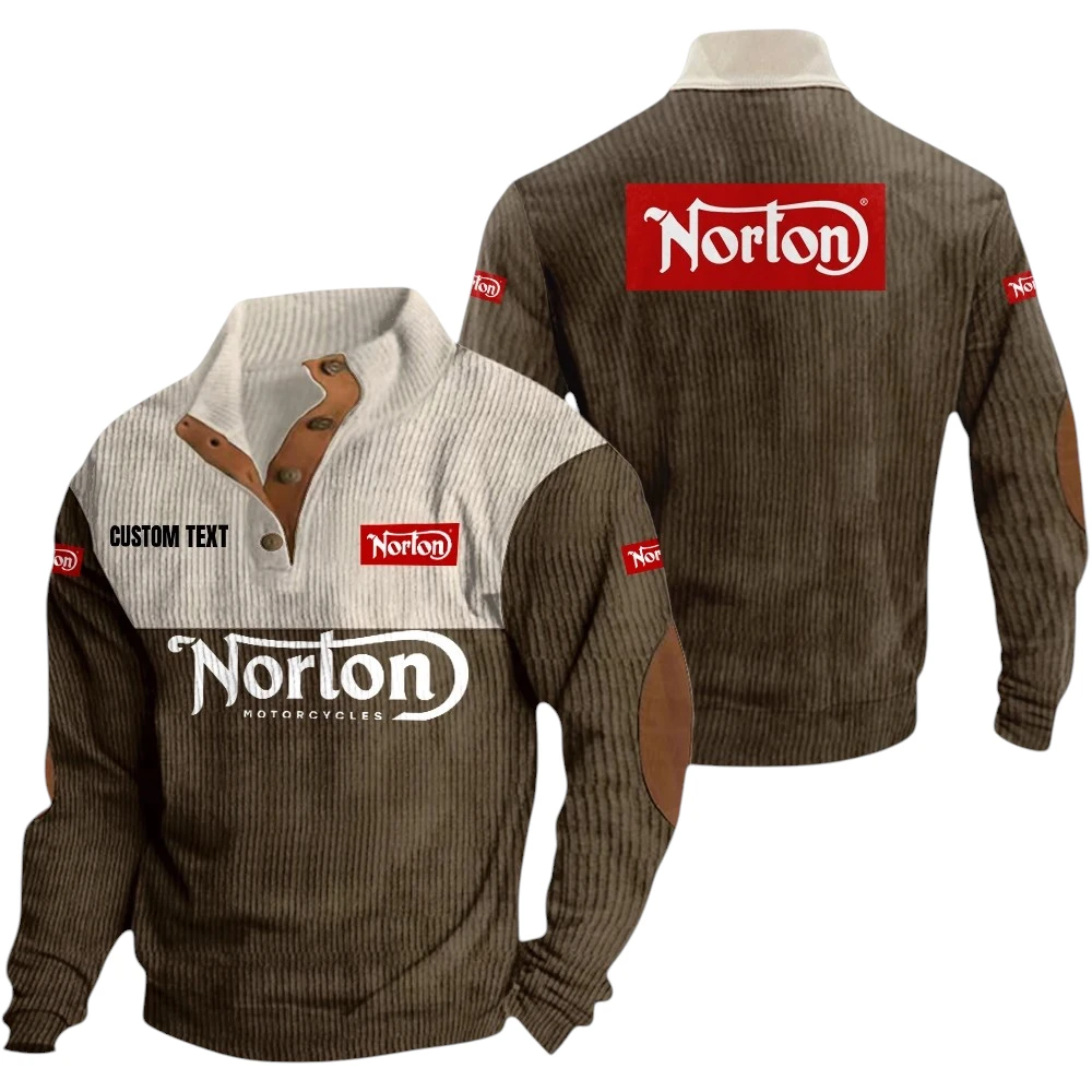 Norton Motorcycle Knitted Ribbed Corduroy Sweatshirt Mid Stretch Stand Collar Pullover Sweater, Custom Text HG170325Y32RCSCT1NOM Norton Motorcycle Knitted Ribbed Corduroy Sweatshirt Mid Stretch Stand Collar Pullover Sweater, Custom Text HG170325Y32RCSCT1NOM
