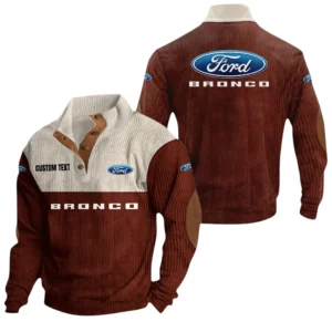 Ford Bronco Exclusive Logo Knitted Ribbed Corduroy Sweatshirt Mid Stretch Stand Collar Pullover Sweater, Custom Text HG150325Y32RCSCT1FOB