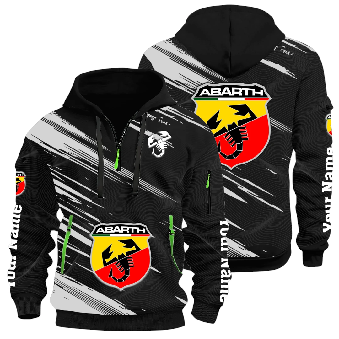 Abarth Half Zip Hoodie All Over Prints Multi-Pockets Custom Name Abarth Half Zip Hoodie All Over Prints Multi-Pockets Custom Name