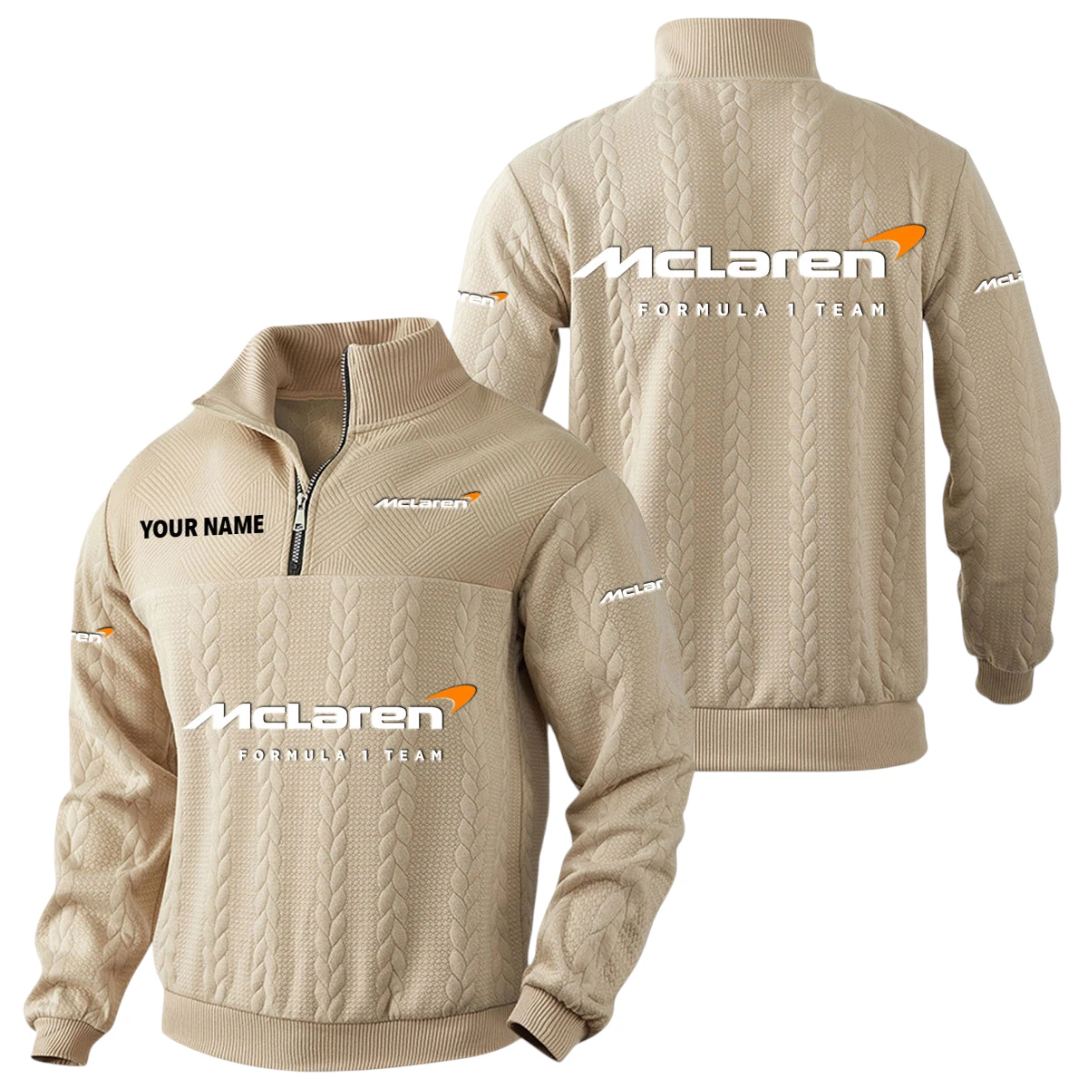 McLaren Racing Limited Quarter-Zip Sweatshirt Stand Collar Custom Name McLaren Racing Limited Quarter-Zip Sweatshirt Stand Collar Custom Name