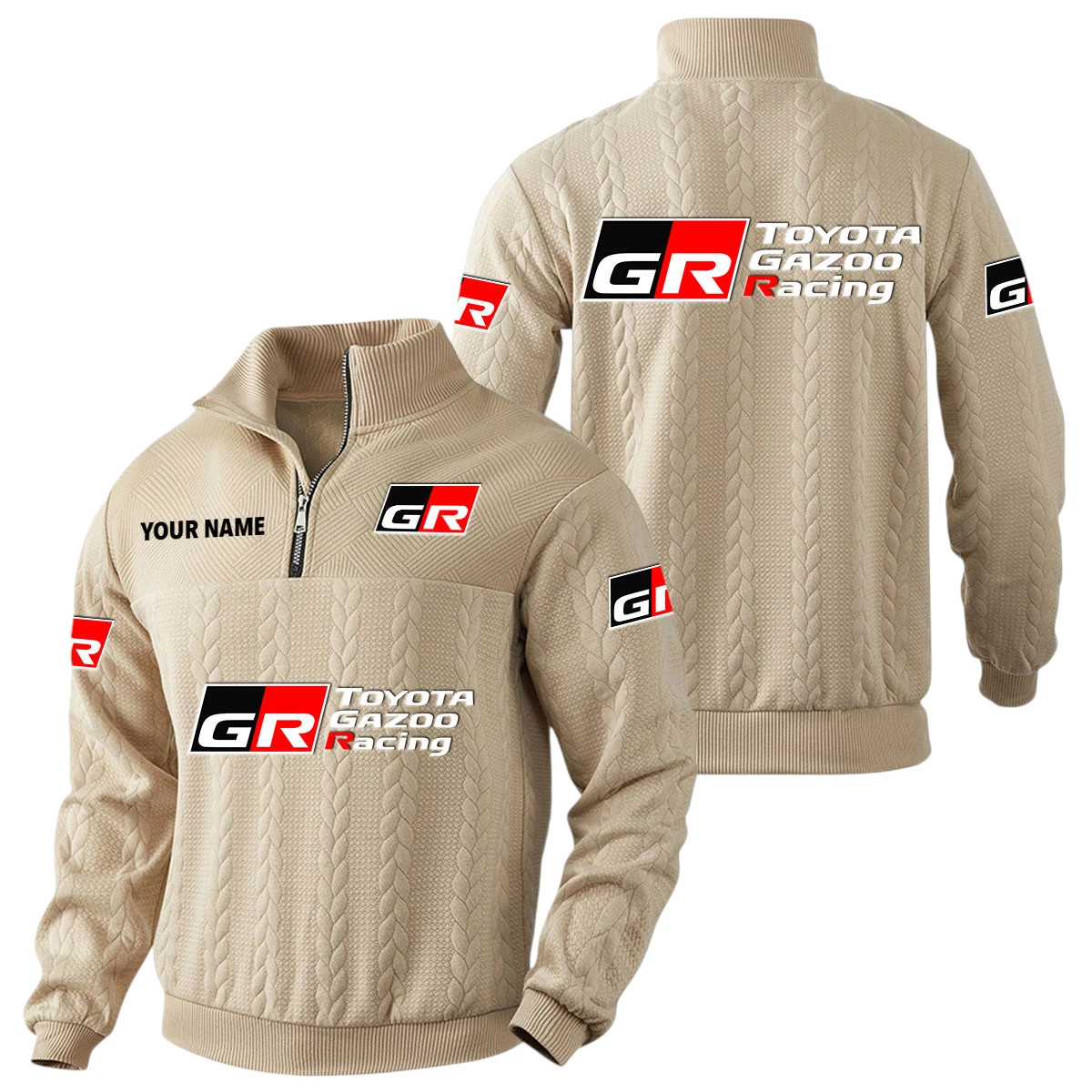 Toyota Gazoo Racing Quarter-Zip Sweatshirt Stand Collar Custom Name Toyota Gazoo Racing Quarter-Zip Sweatshirt Stand Collar Custom Name