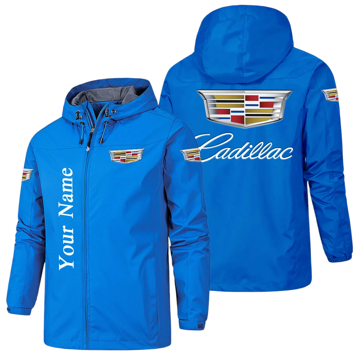 Cadillac Hooded Windbreaker Jacket Custom Name Cadillac Hooded Windbreaker Jacket Custom Name