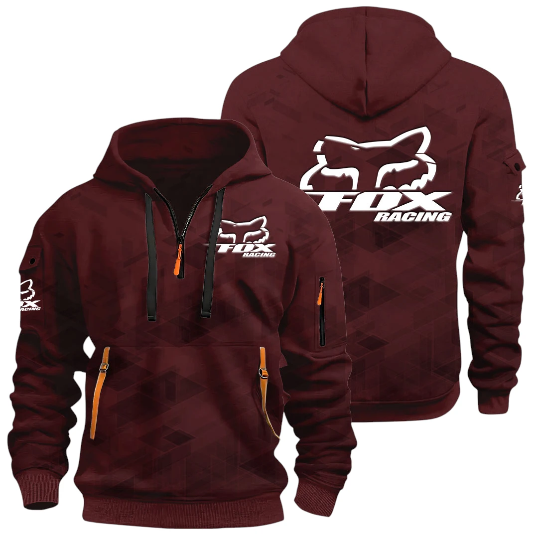 Fox Racing Half Zip Hoodie All Over Prints Multi Pockets Custom Name Gift For Fan Fox Racing Half Zip Hoodie All Over Prints Multi Pockets Custom Name Gift For Fan