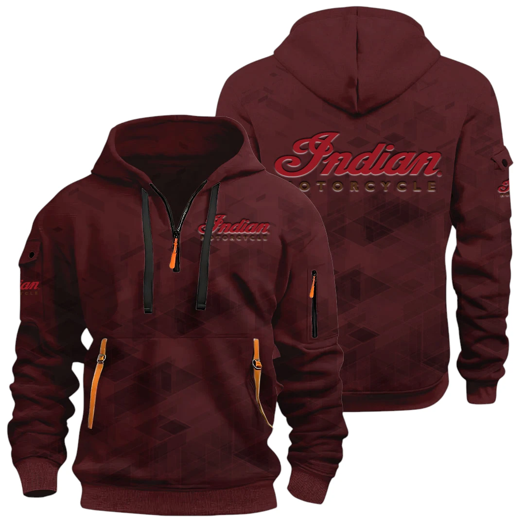 Indian Motorcycle Half Zip Hoodie All Over Prints Multi Pockets Custom Name Gift For Fan Indian Motorcycle Half Zip Hoodie All Over Prints Multi Pockets Custom Name Gift For Fan