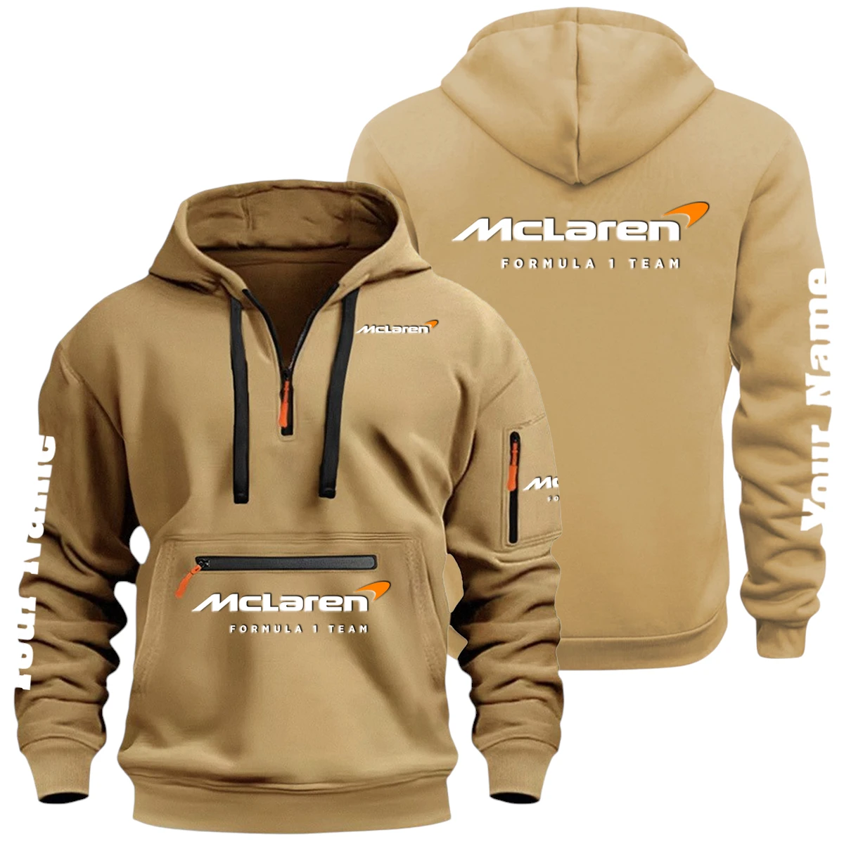 McLaren Racing Limited Half Zip Hoodie Multi Zipper Pocket Custom Name McLaren Racing Limited Half Zip Hoodie Multi Zipper Pocket Custom Name