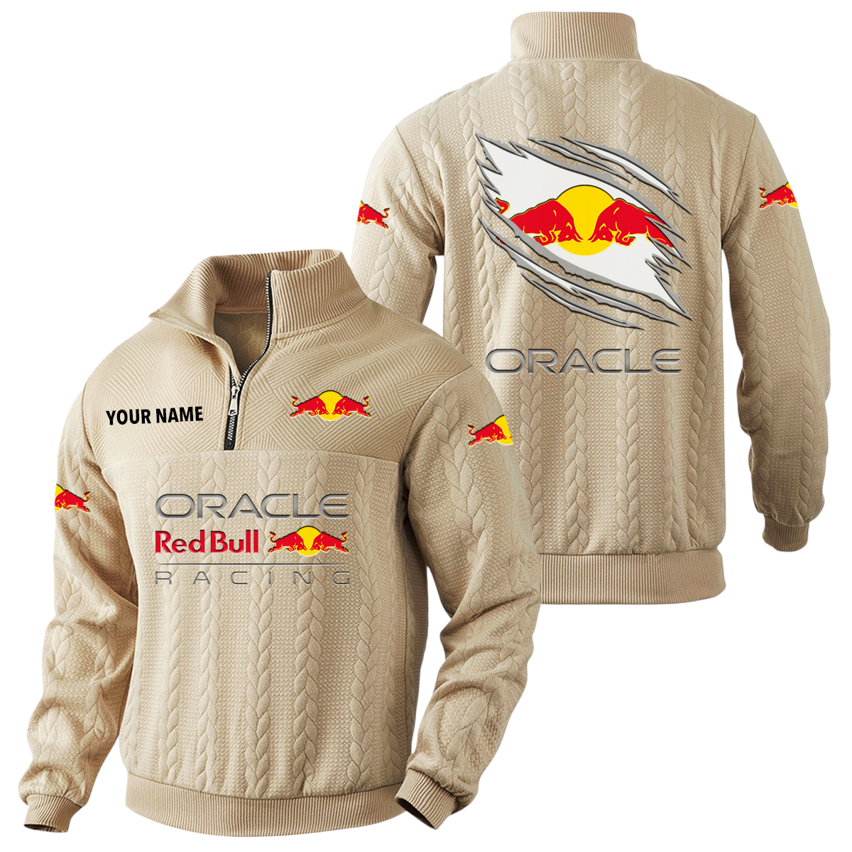 Oracle Red Bull Racing Quarter-Zip Sweatshirt Stand Collar Custom Text Oracle Red Bull Racing Quarter-Zip Sweatshirt Stand Collar Custom Text