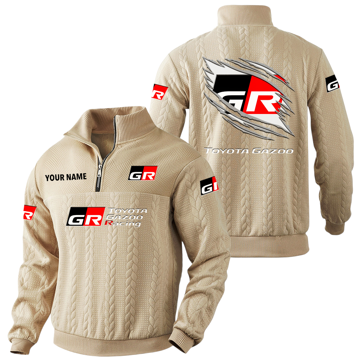 Toyota Gazoo Racing Quarter-Zip Sweatshirt Stand Collar Custom Text Toyota Gazoo Racing Quarter-Zip Sweatshirt Stand Collar Custom Text